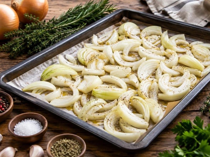 בצל בתנור לפני קרמול